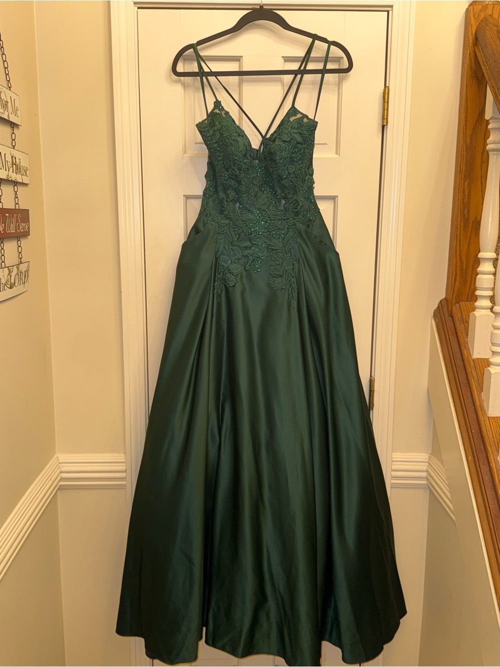 Blondie Nites Emerald Green Embellished Satin Prom Gown Size 5